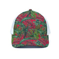 Pineapple Leaves Hawaii Pattern Print White Mesh Trucker Hat