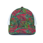 Pineapple Leaves Hawaii Pattern Print White Mesh Trucker Cap