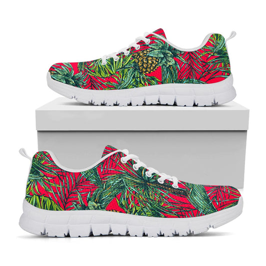 Pineapple Leaves Hawaii Pattern Print White Running Shoes