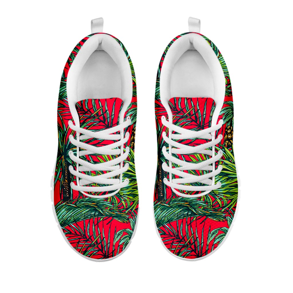 Pineapple Leaves Hawaii Pattern Print White Running Shoes