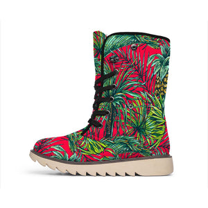 Pineapple Leaves Hawaii Pattern Print Winter Boots