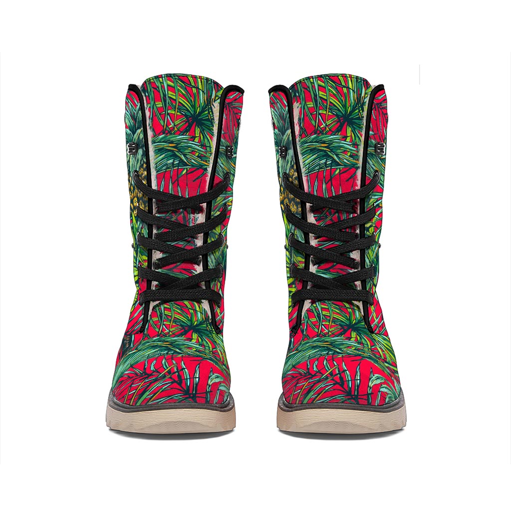 Pineapple Leaves Hawaii Pattern Print Winter Boots