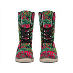 Pineapple Leaves Hawaii Pattern Print Winter Boots