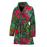 Pineapple Leaves Hawaii Pattern Print Women's Bathrobe