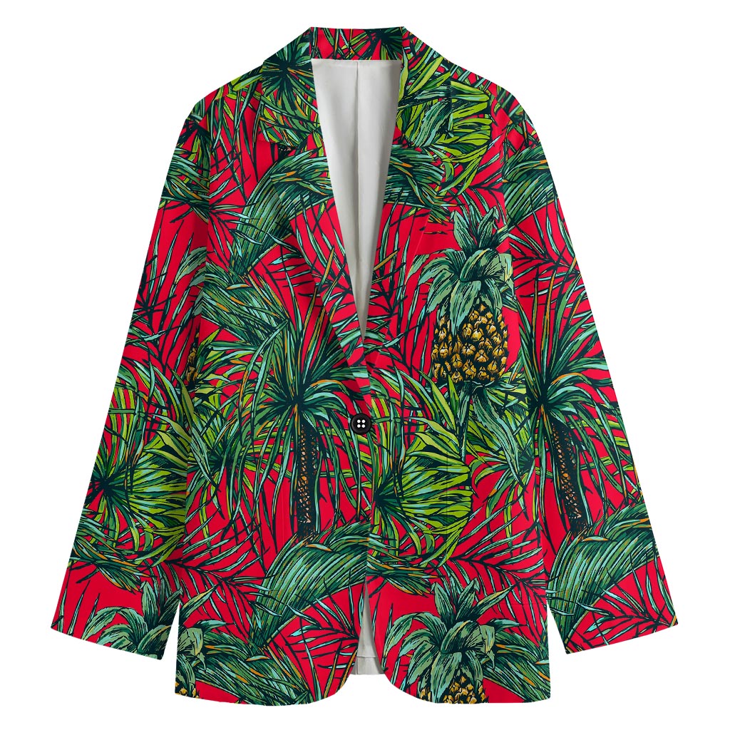 Pineapple Leaves Hawaii Pattern Print Women's Cotton Blazer