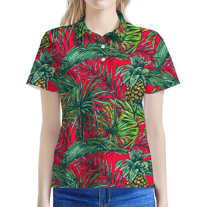 Pineapple Leaves Hawaii Pattern Print Women's Polo Shirt