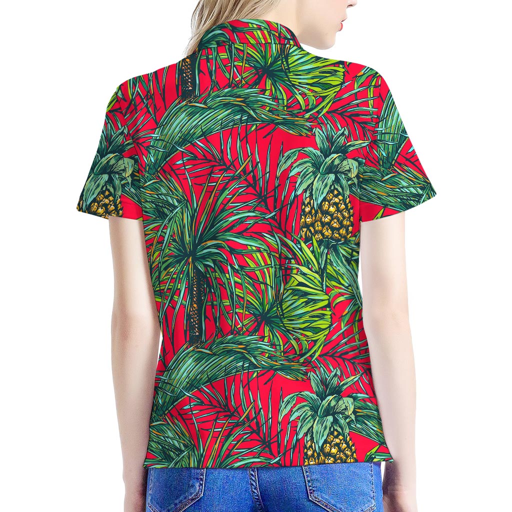 Pineapple Leaves Hawaii Pattern Print Women's Polo Shirt