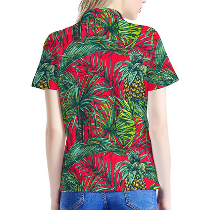 Pineapple Leaves Hawaii Pattern Print Women's Polo Shirt