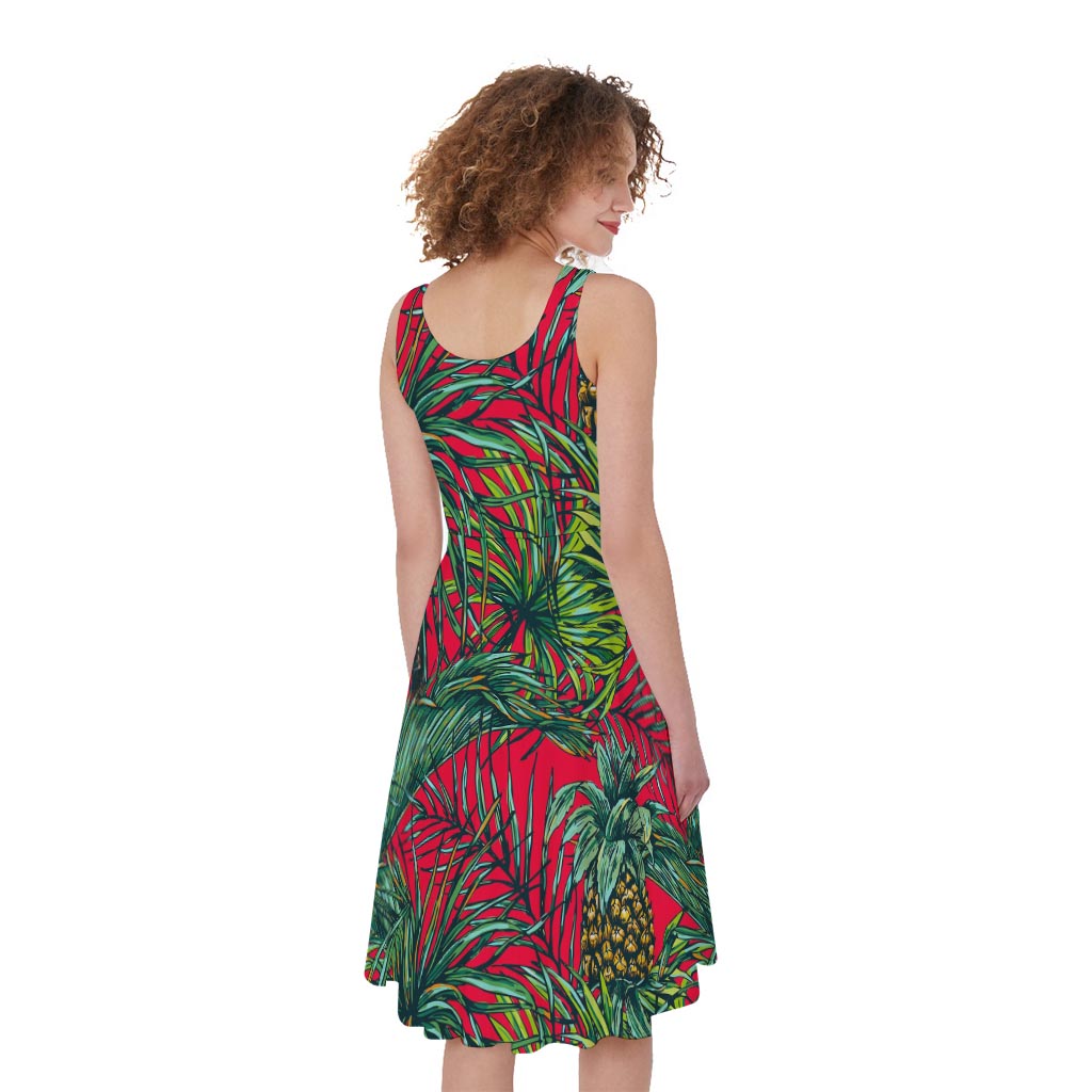 Pineapple Leaves Hawaii Pattern Print Women's Sleeveless Dress