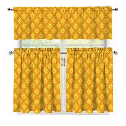 Pineapple Print 3 Piece Kitchen Curtains