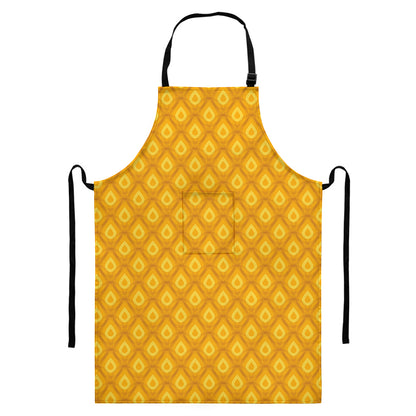 Pineapple Print Bib Apron With Pocket