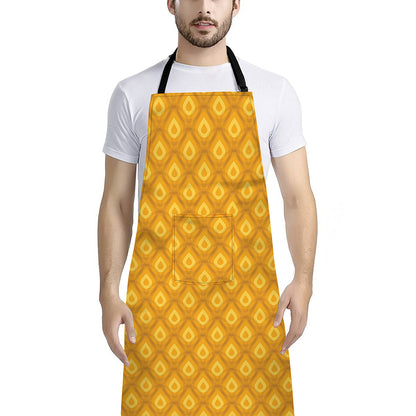 Pineapple Print Bib Apron With Pocket