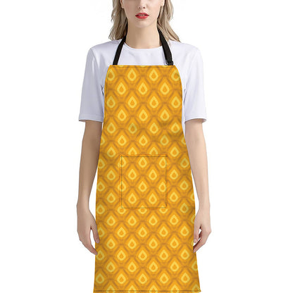 Pineapple Print Bib Apron With Pocket