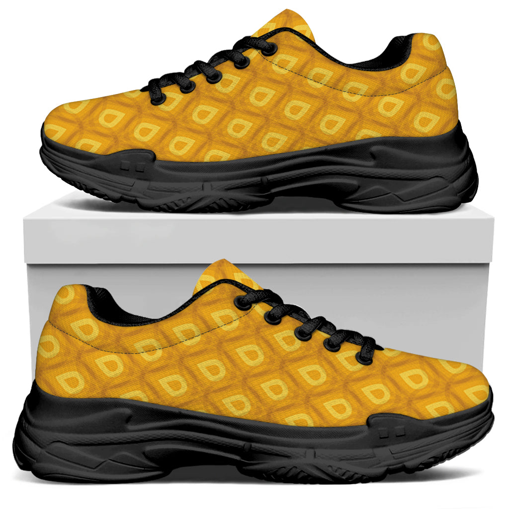 Pineapple Print Black Chunky Shoes