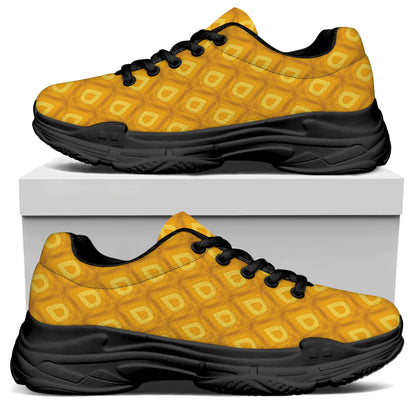 Pineapple Print Black Chunky Shoes