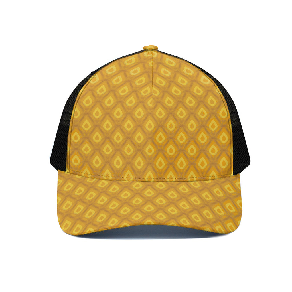 Pineapple Print Black Mesh Trucker Cap