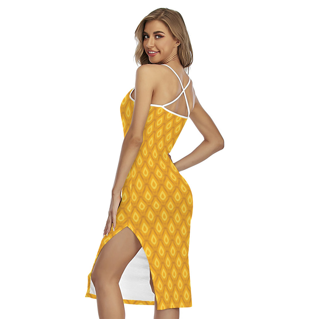 Pineapple Print Cross Back Cami Dress