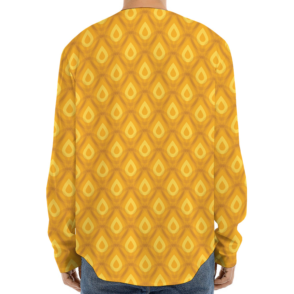 Pineapple Print Long Sleeve Baseball Jersey