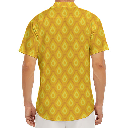 Pineapple Print Men's Deep V-Neck Shirt