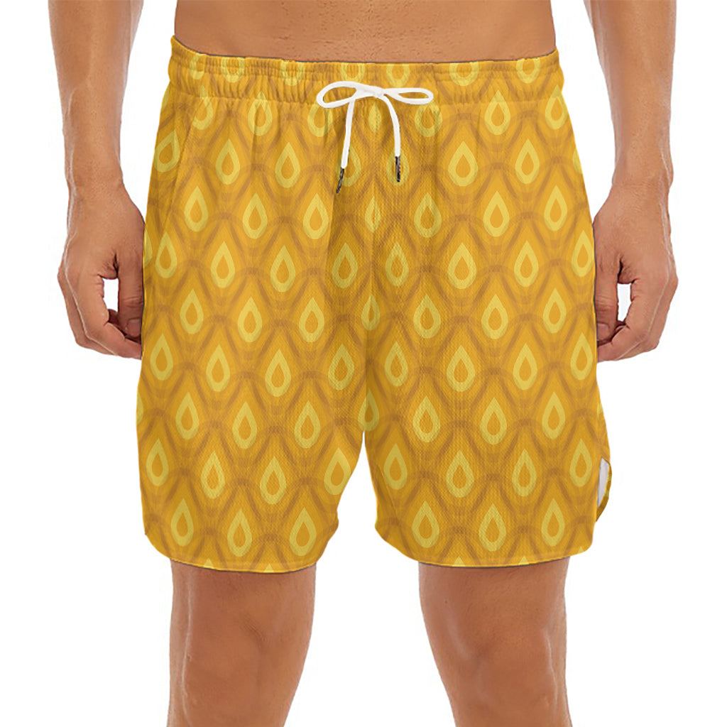 Pineapple Print Men's Split Running Shorts
