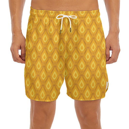 Pineapple Print Men's Split Running Shorts