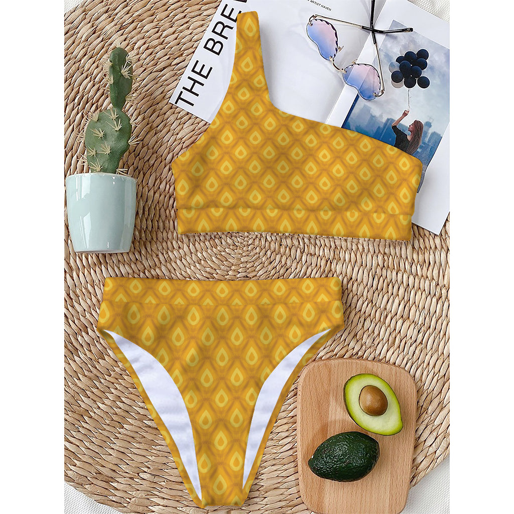 Pineapple Print One Shoulder Bikini Top
