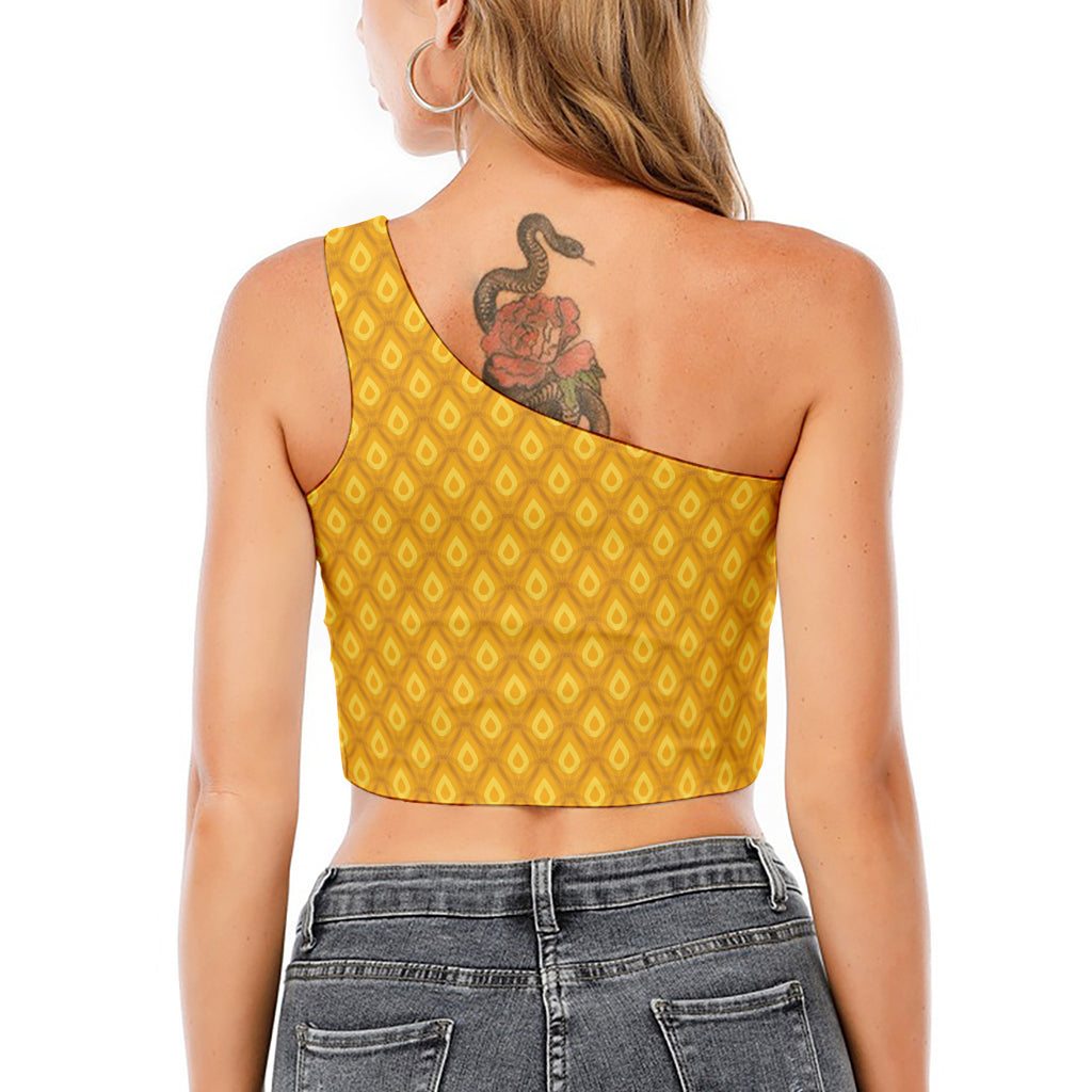 Pineapple Print One Shoulder Crop Top
