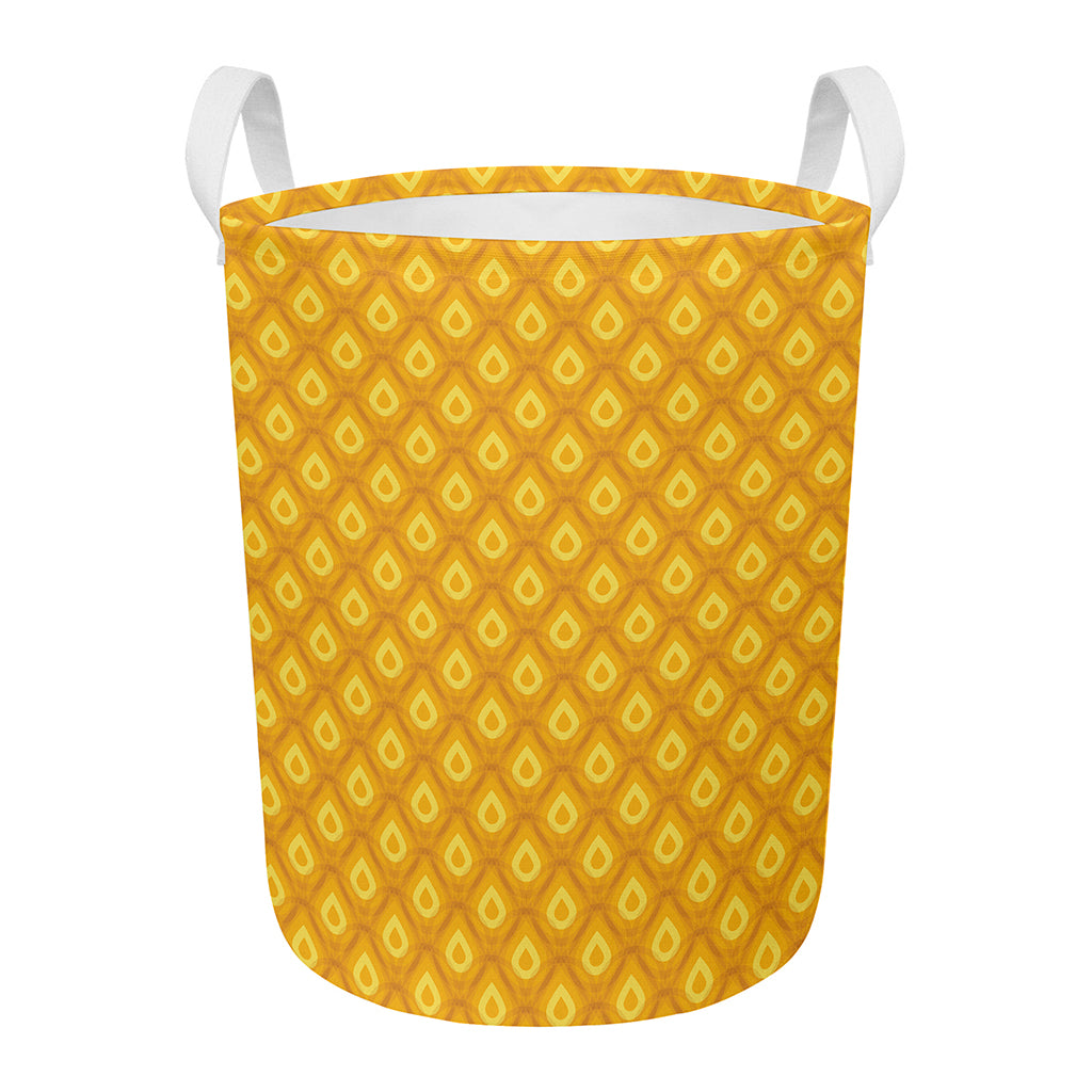 Pineapple Print Round Laundry Basket