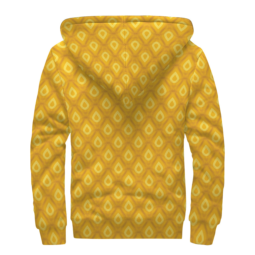 Pineapple Print Sherpa Lined Zip Up Hoodie