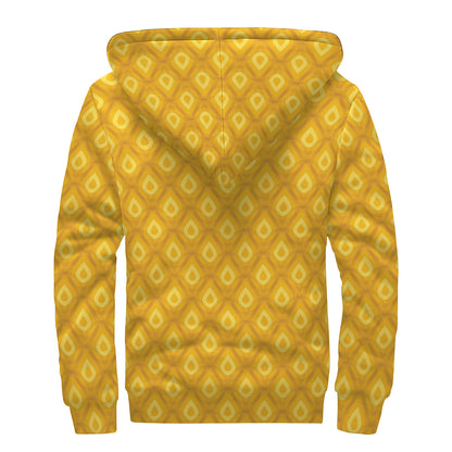 Pineapple Print Sherpa Lined Zip Up Hoodie