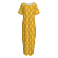 Pineapple Print Short Sleeve Long Nightdress