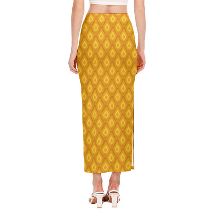 Pineapple Print Side Slit Maxi Skirt