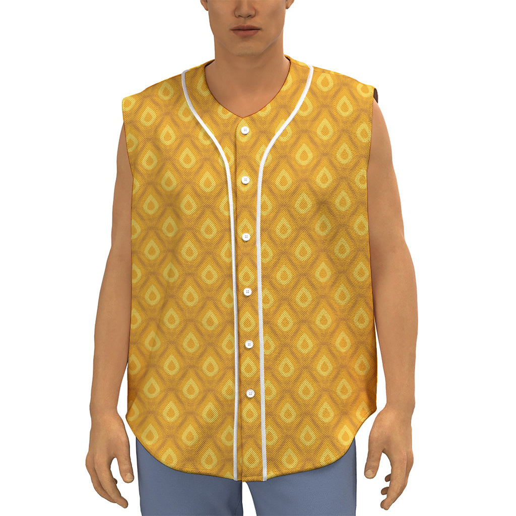 Pineapple Print Sleeveless Baseball Jersey