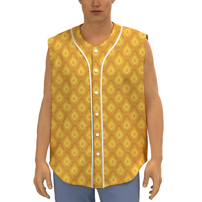 Pineapple Print Sleeveless Baseball Jersey