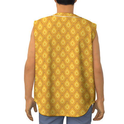 Pineapple Print Sleeveless Baseball Jersey