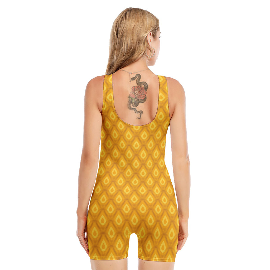 Pineapple Print Sleeveless One Piece Swimsuit