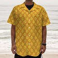 Pineapple Print Textured Short Sleeve Shirt