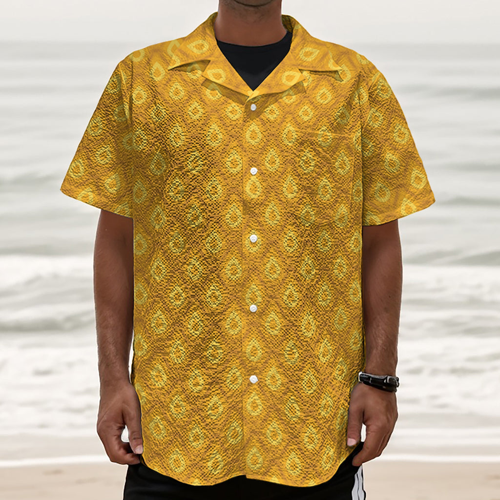 Pineapple Print Textured Short Sleeve Shirt