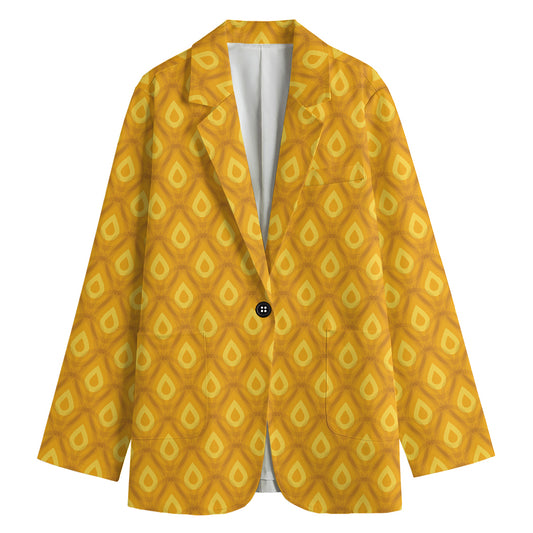 Pineapple Print Women's Cotton Blazer