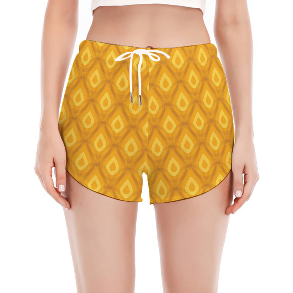 Pineapple Print Women's Split Running Shorts