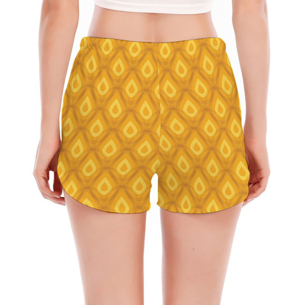 Pineapple Print Women's Split Running Shorts