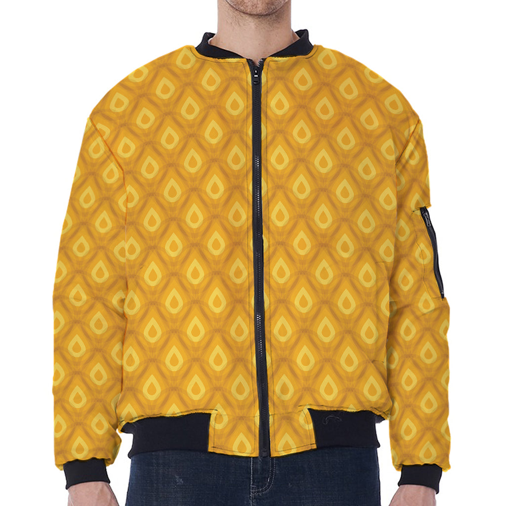 Pineapple Print Zip Sleeve Bomber Jacket