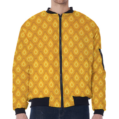 Pineapple Print Zip Sleeve Bomber Jacket