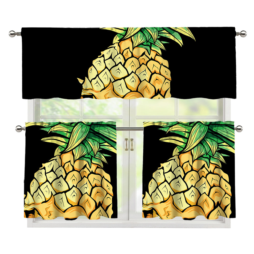 Pineapple Skull Print 3 Piece Kitchen Curtains