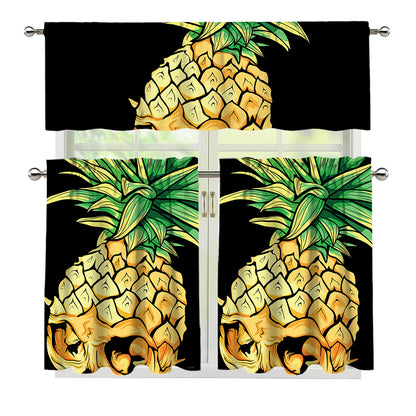 Pineapple Skull Print 3 Piece Kitchen Curtains