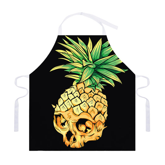 Pineapple Skull Print Adjustable Apron