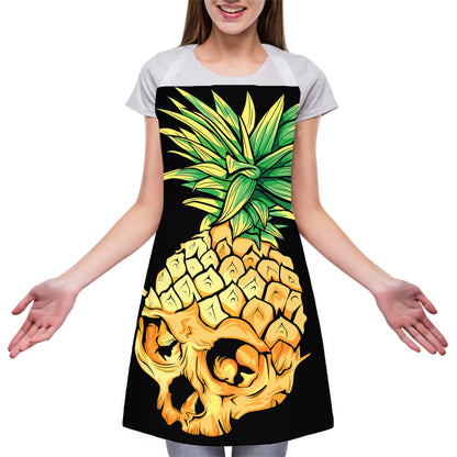 Pineapple Skull Print Adjustable Apron