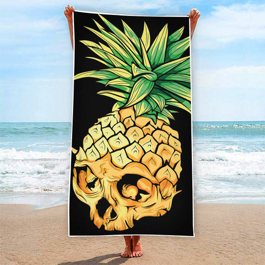 Pineapple Skull Print Beach Towel