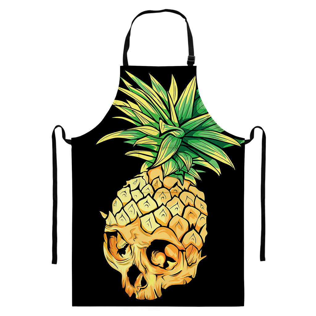 Pineapple Skull Print Bib Apron With Pocket