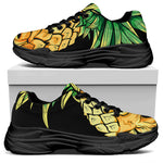 Pineapple Skull Print Black Chunky Shoes
